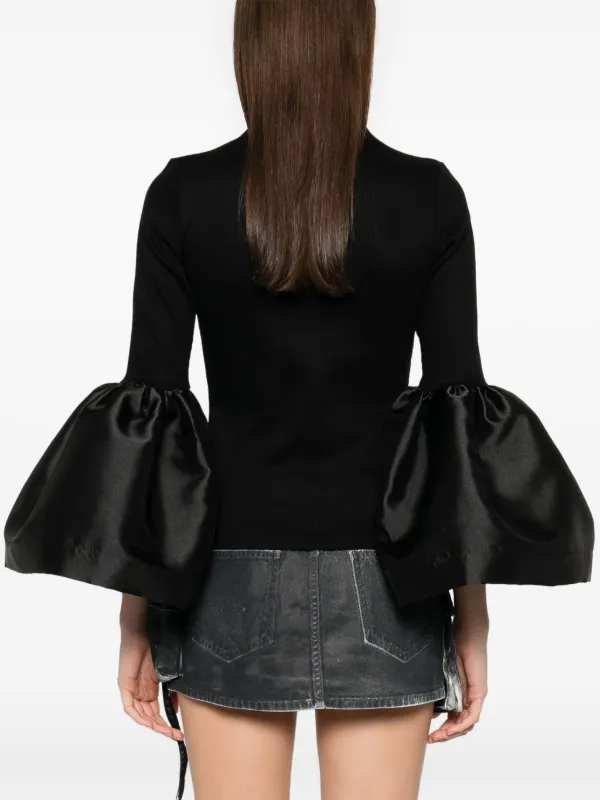 Marques'Almeida Black Turtleneck Puff Sleeve Top | Black | FARFETCH