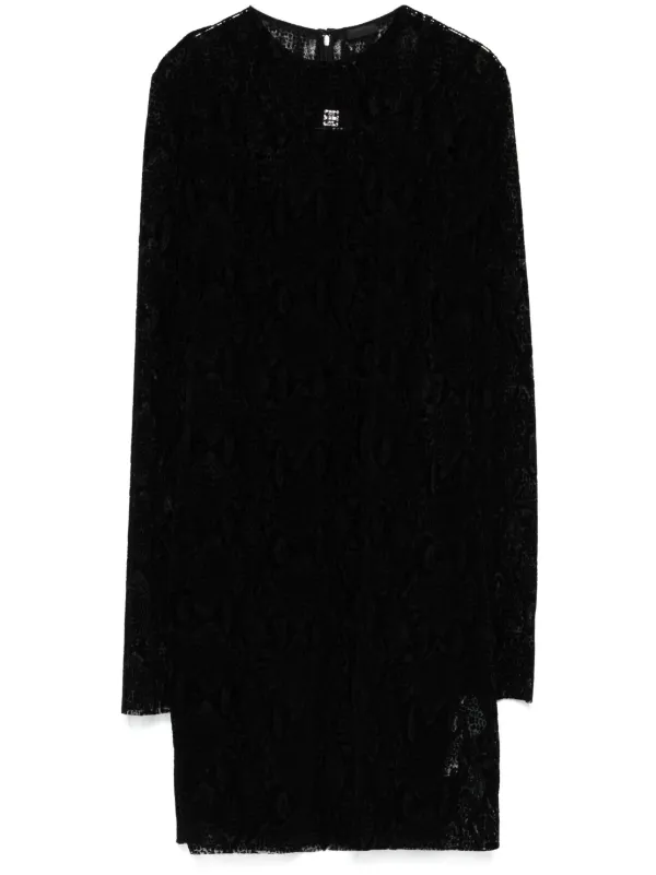 Givenchy Dress in Python Print Tulle with 4G Detail in Black