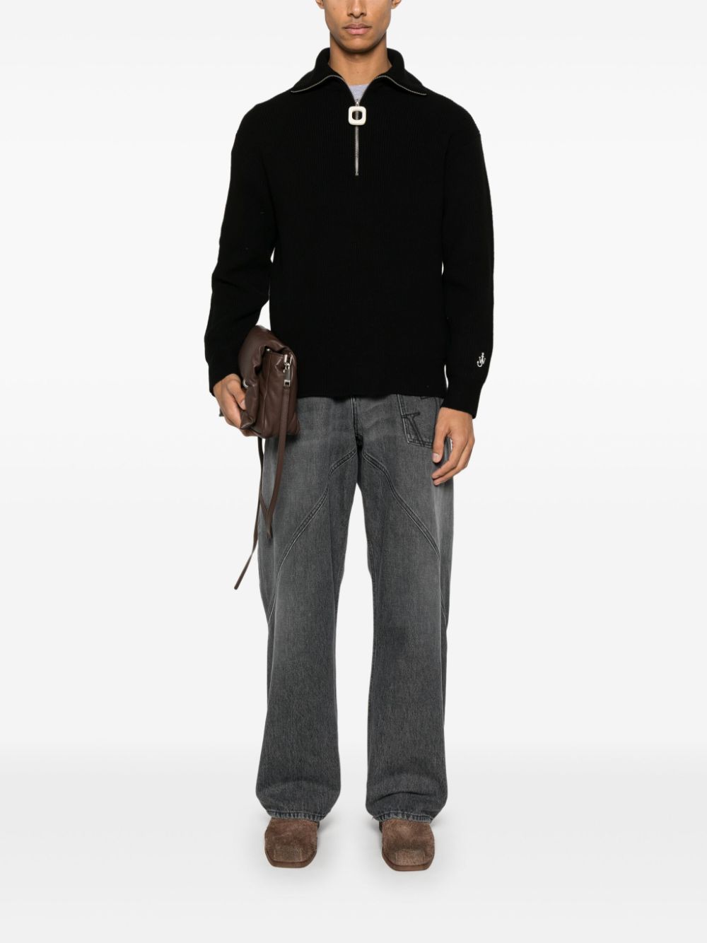 JW Anderson half-zip sweater - Zwart