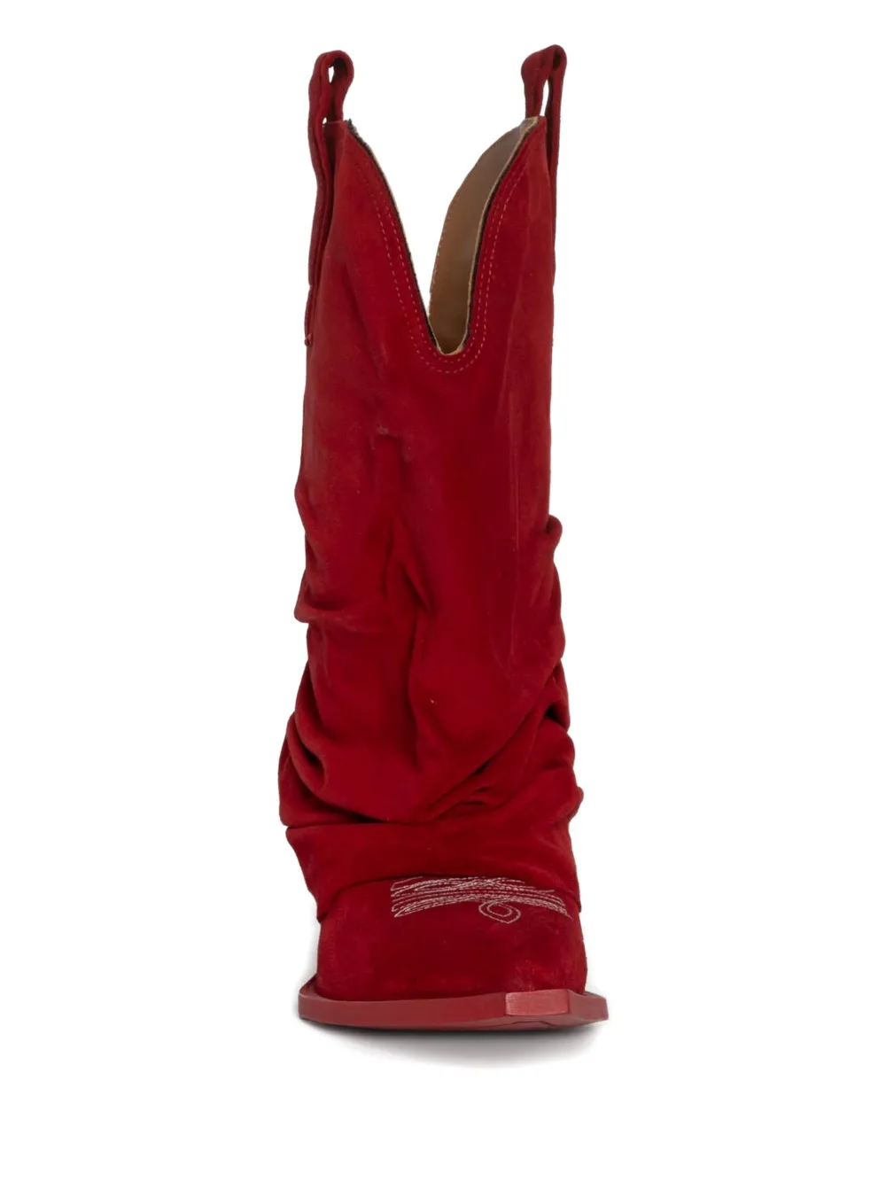 R13 Leren laarzen met borduurwerk Rood