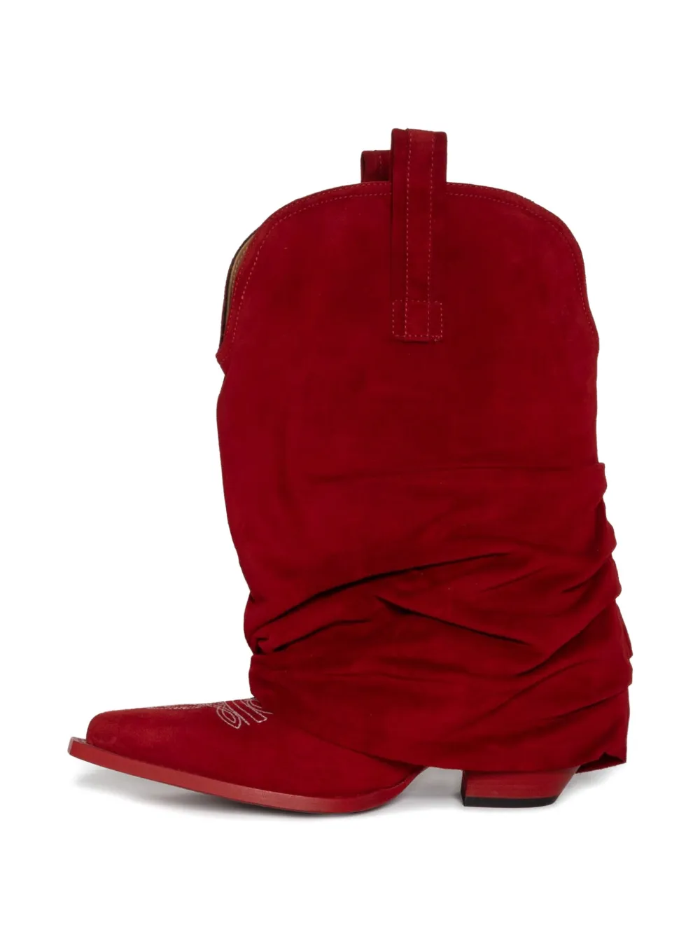 R13 Leren laarzen met borduurwerk Rood