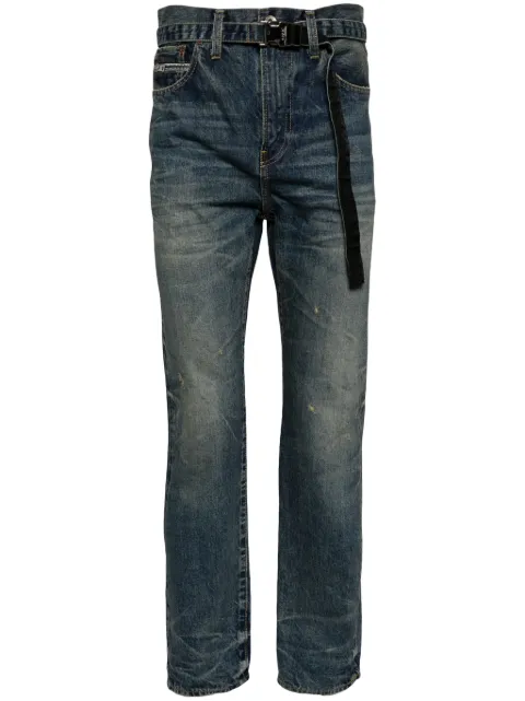 sacai jeans slim con efecto lavado