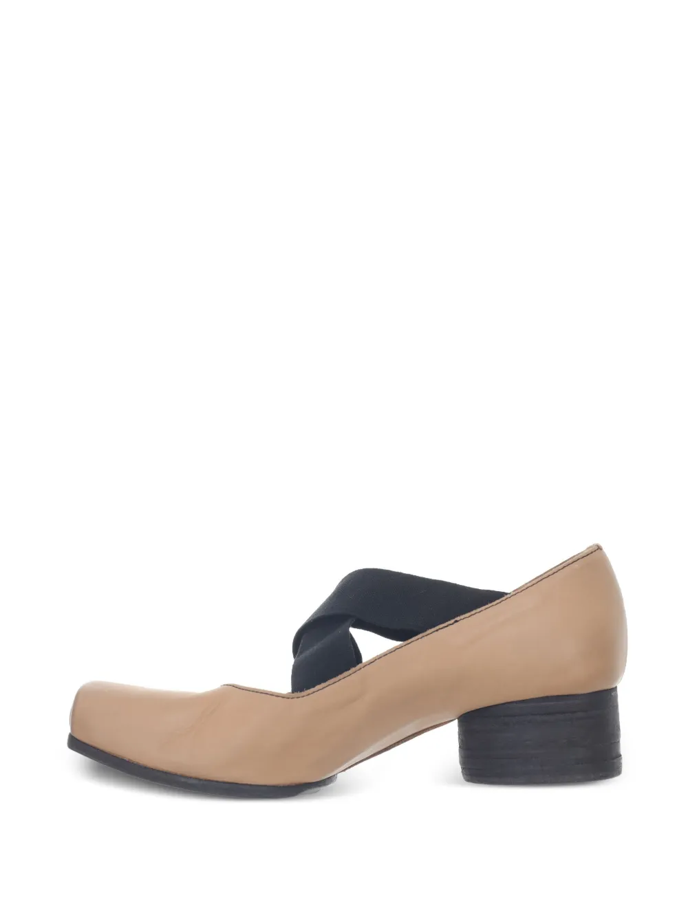 Uma Wang Leather Ballerina Flats With 23 Mm Square Toe In Light Pink