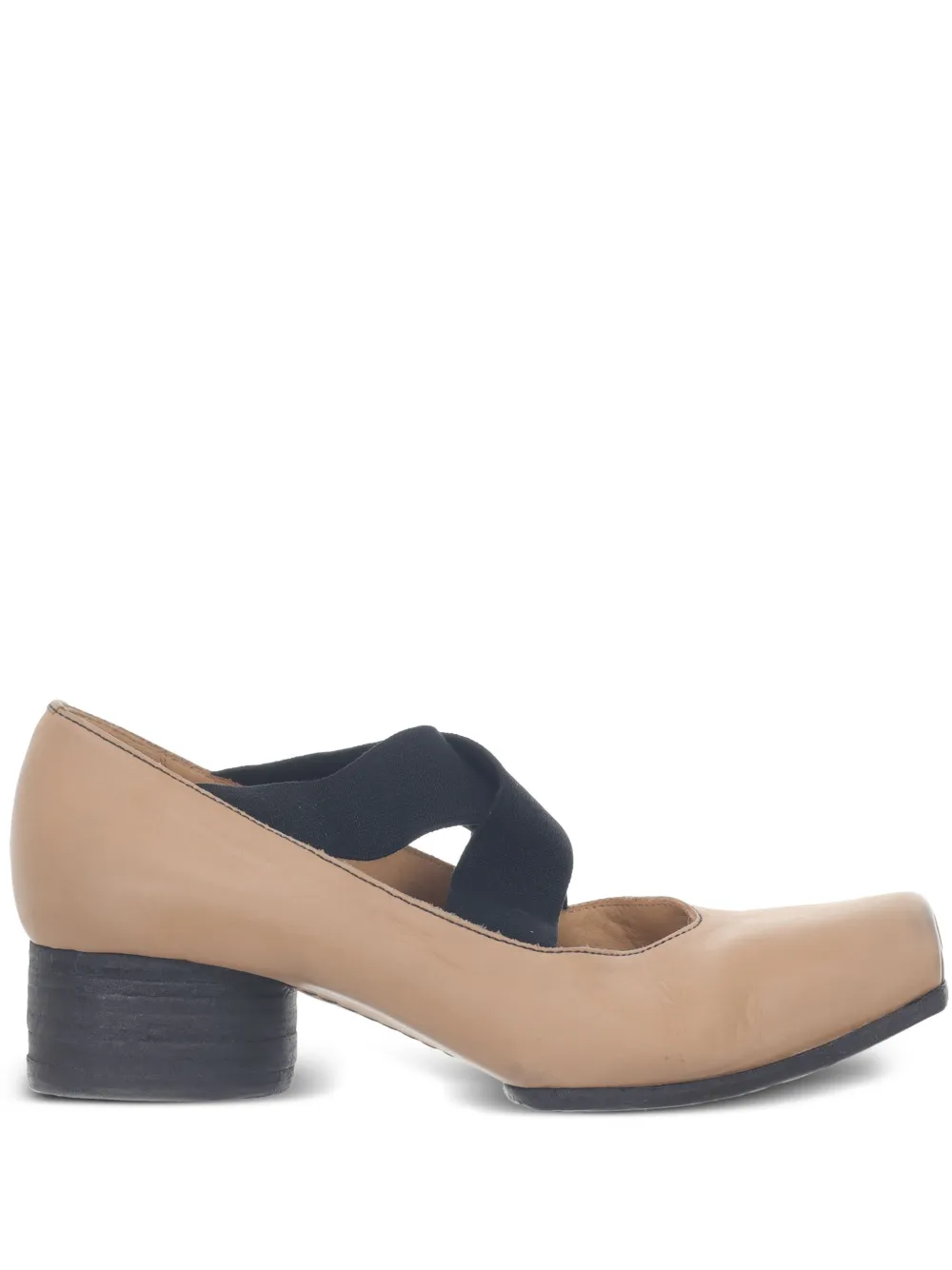 Uma Wang Leather Ballerina Flats With 23 Mm Square Toe In Light Pink