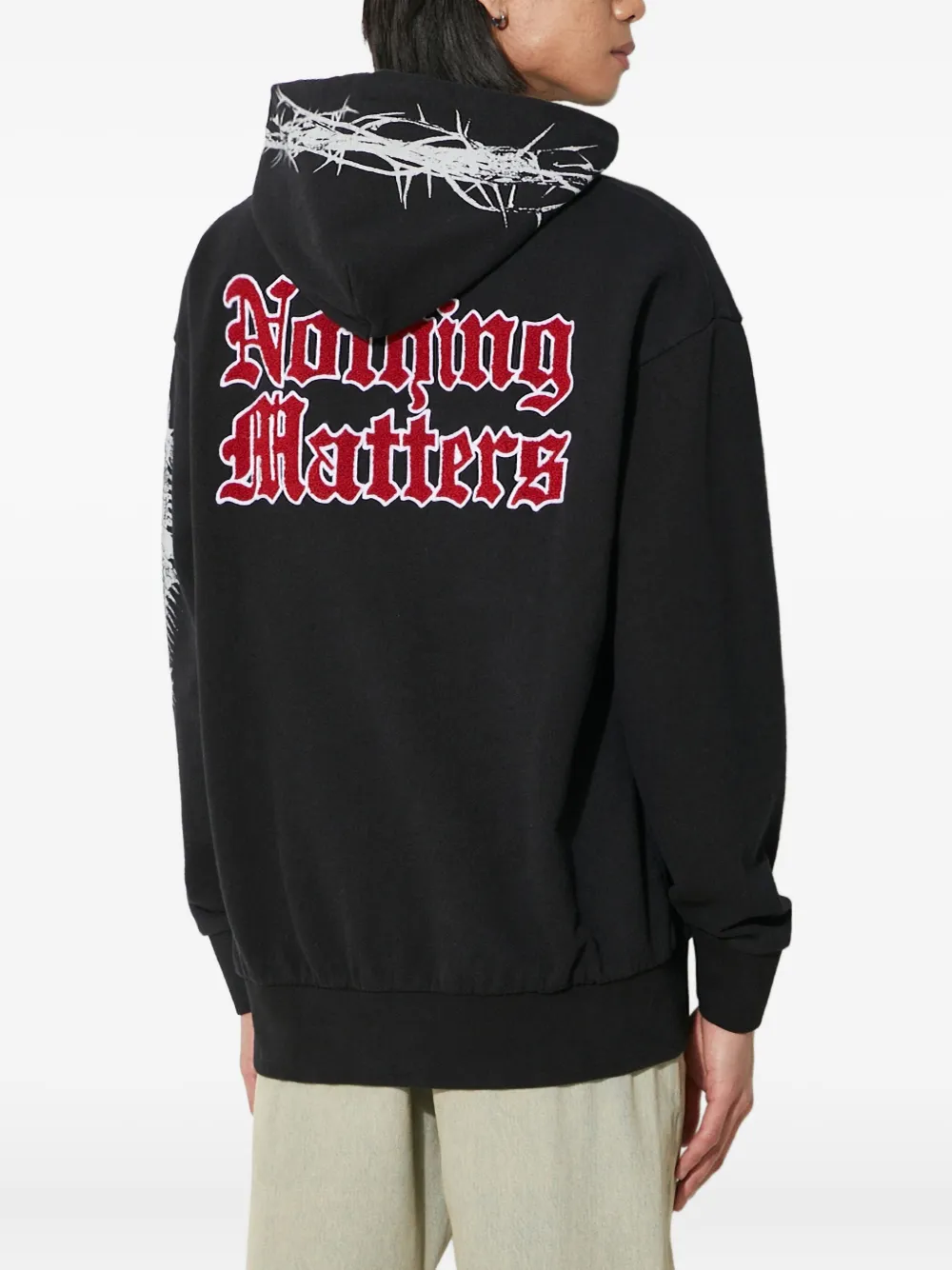 Aries Hoodie met geborduurd skelet Zwart