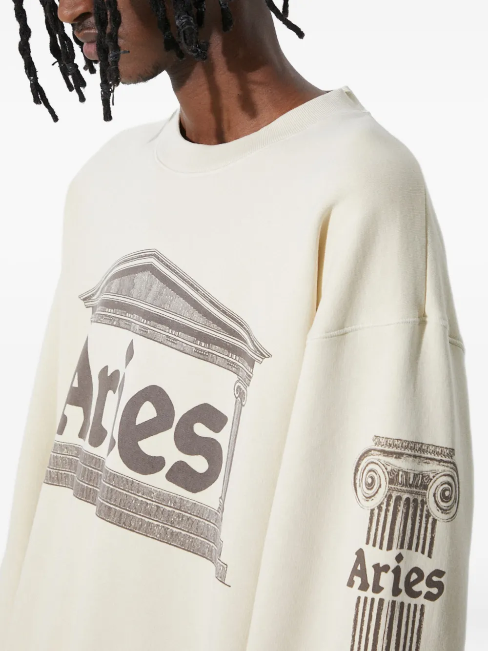 Aries Sweater met tempelprint Wit