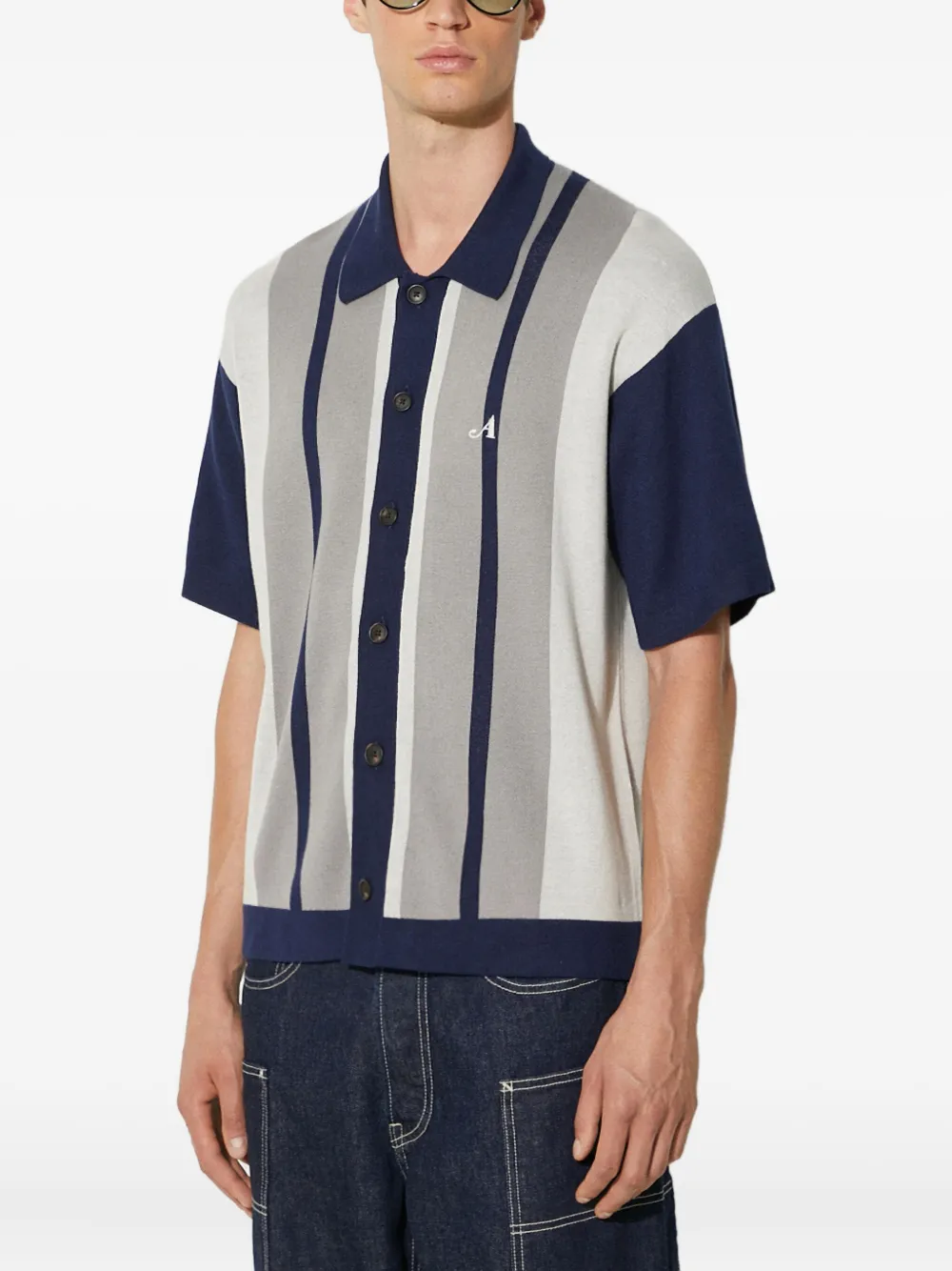 stripe panel shirt