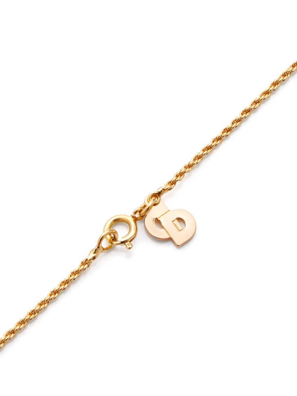 Pre-owned Dior Rhinestone-embellished Rope-chain Necklace In Gold