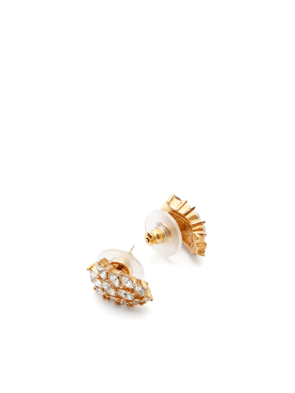 Pre-owned Dior Rhinestone-embellished Stud Earrings In Gold