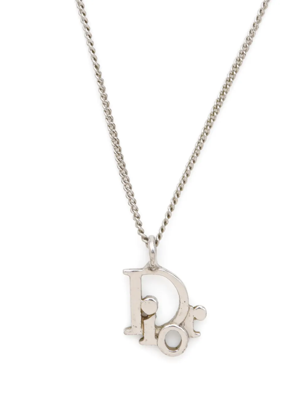 Christian Dior Pre-Owned logo-pendant chain necklace - Zilver