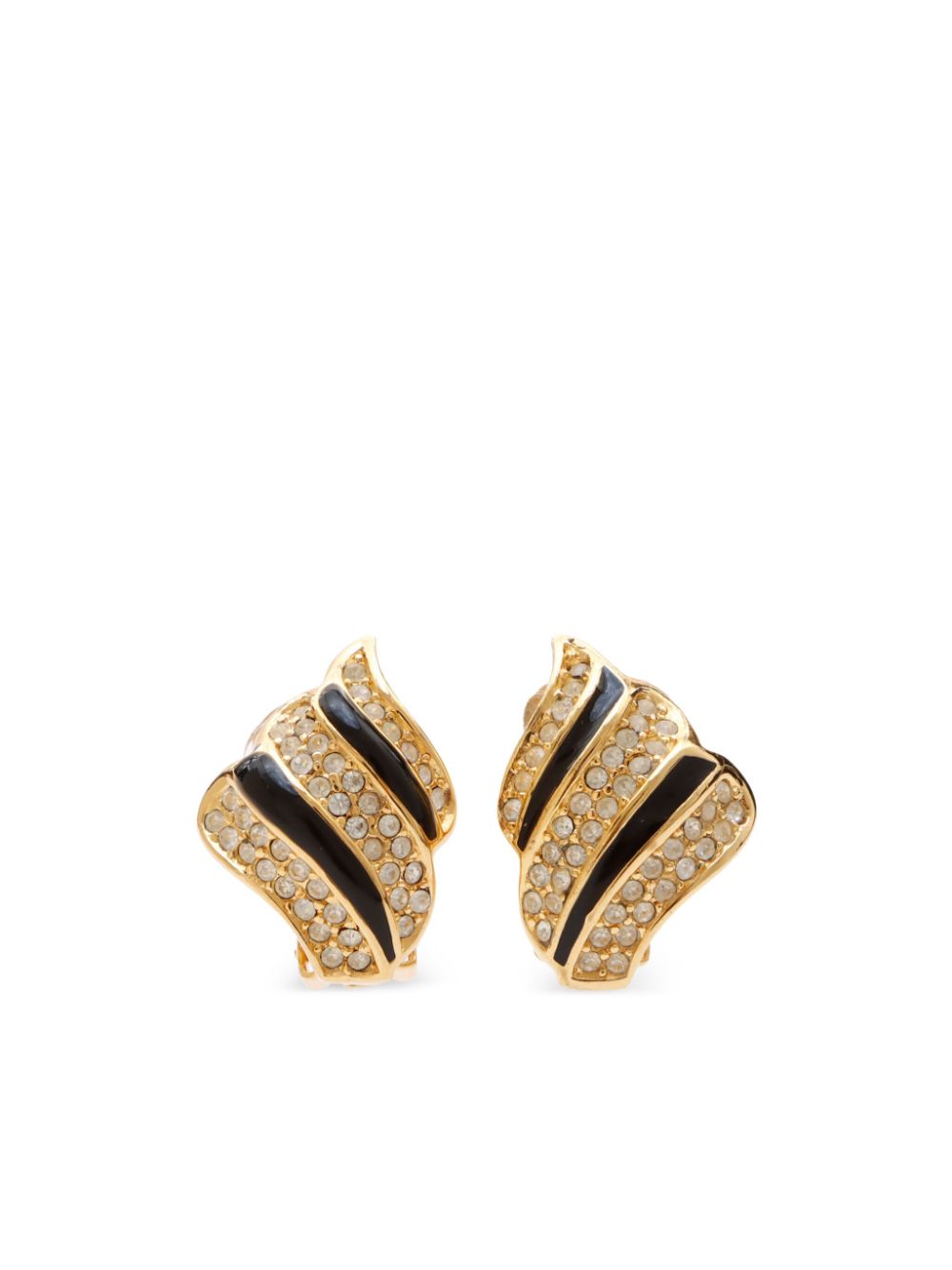 rhinestone-embellished clip-on stud earrings