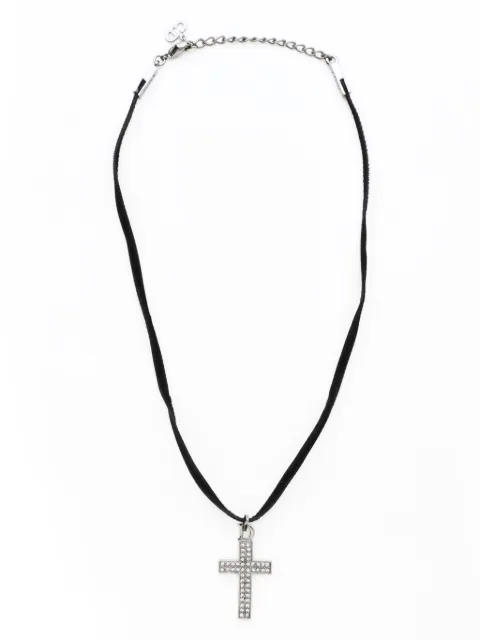 Christian Dior Pre-Owned cross-charm rhinestone-embellished necklace