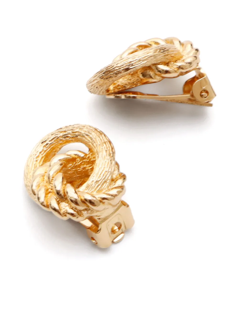 Pre-owned Dior Twist Clip-on Earrings In Gold