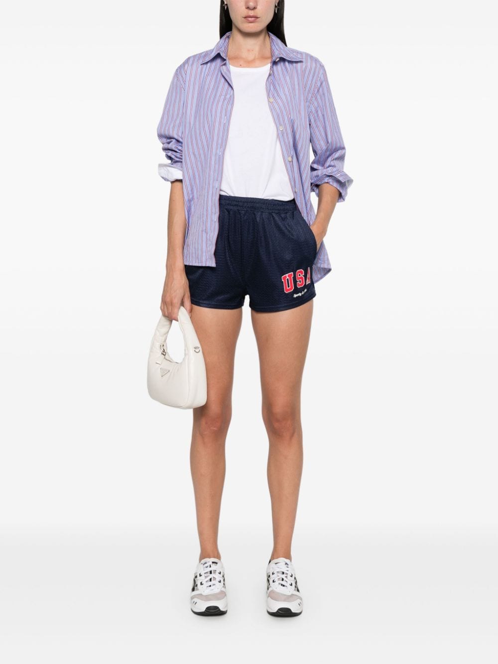 Shop Sporty And Rich Usa Mesh Disco Shorts In Blue