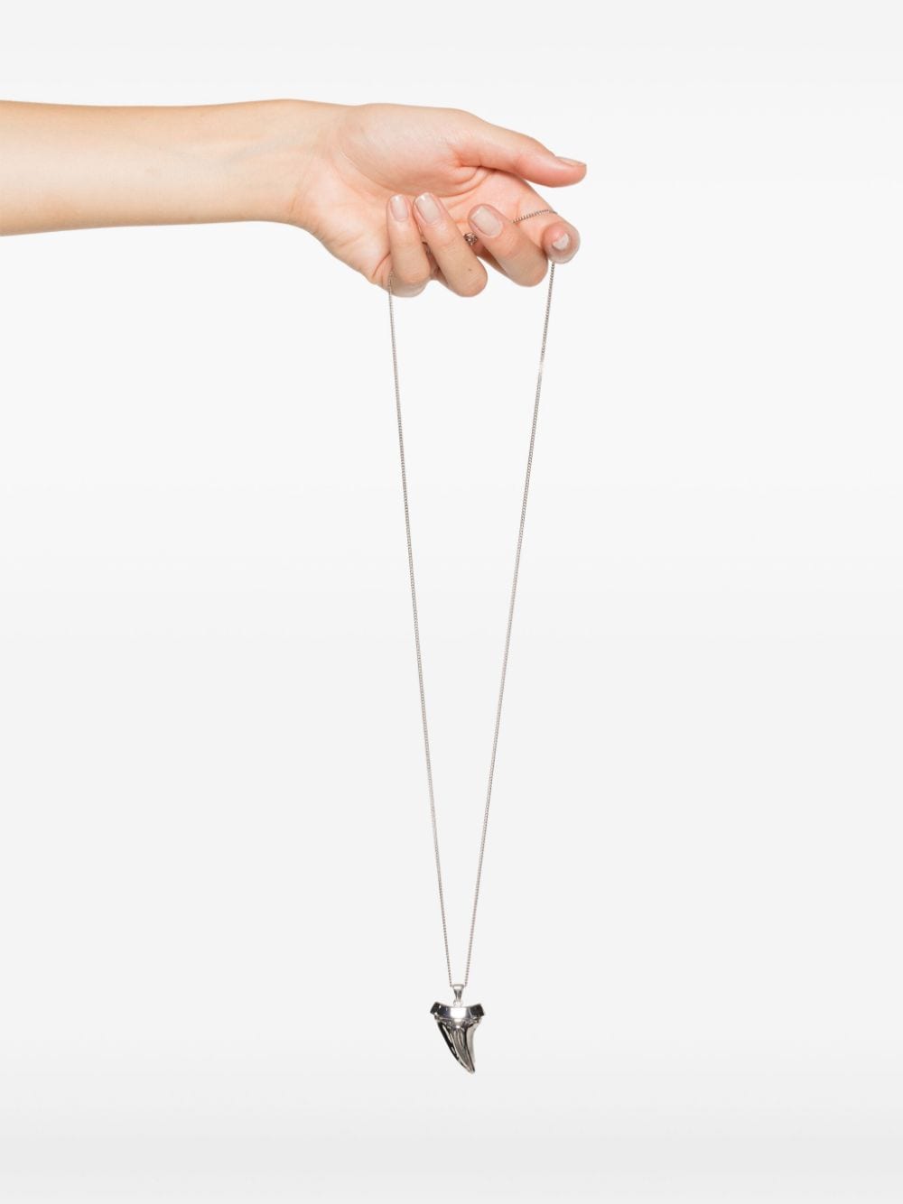 Shop Saint Laurent Shark Tooth Necklace In Silver