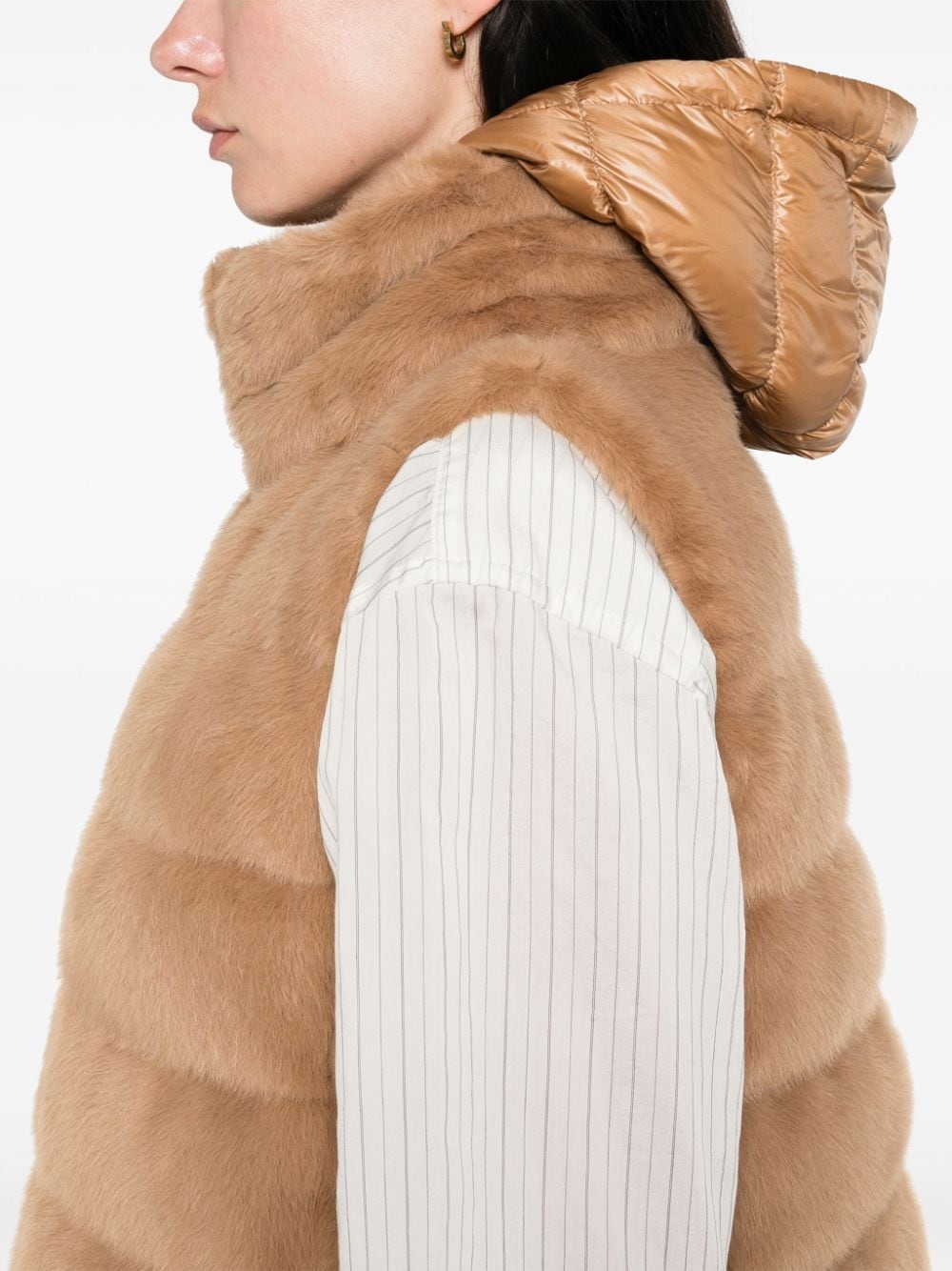 Shop Herno Faux-fur Gilet In Brown