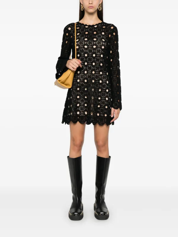 【新品】タグ付きTrois Logo Knit Mini Dress Sサイズ TWINSET crochet-knit Mini Dress | Black | FARFETCH