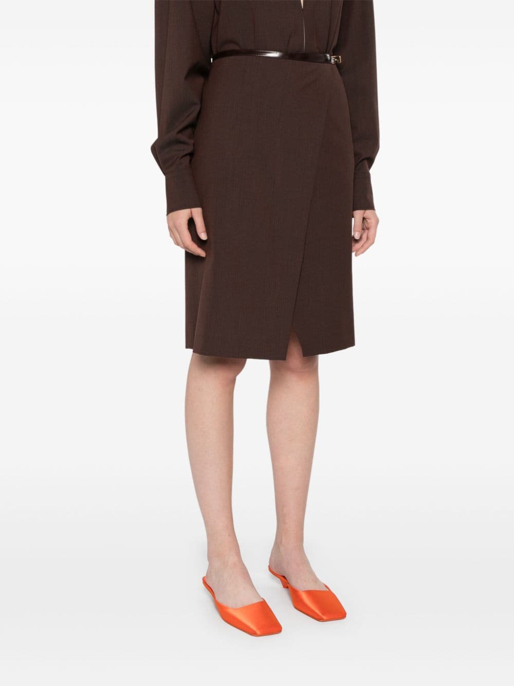 Shop Philosophy Di Lorenzo Serafini Wrap Mini Skirt In Brown