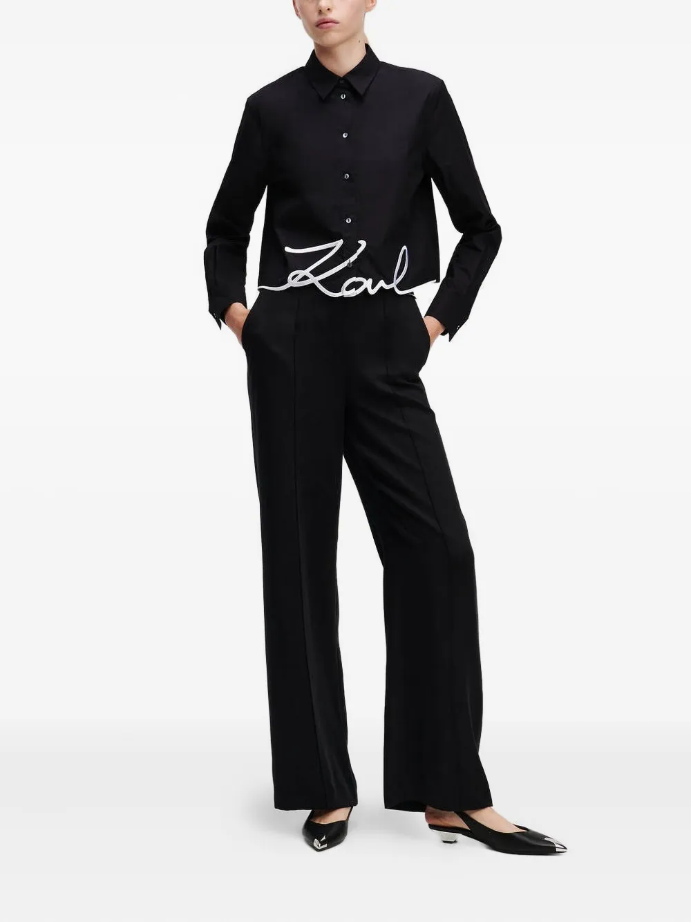 Karl Lagerfeld Blouse met borduurwerk - Zwart