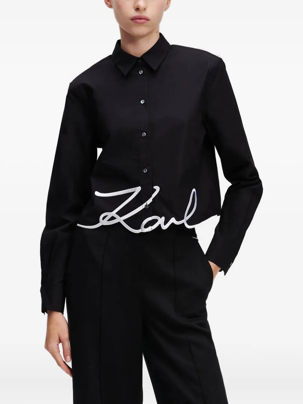 Karl Lagerfeld Blouse met borduurwerk Zwart