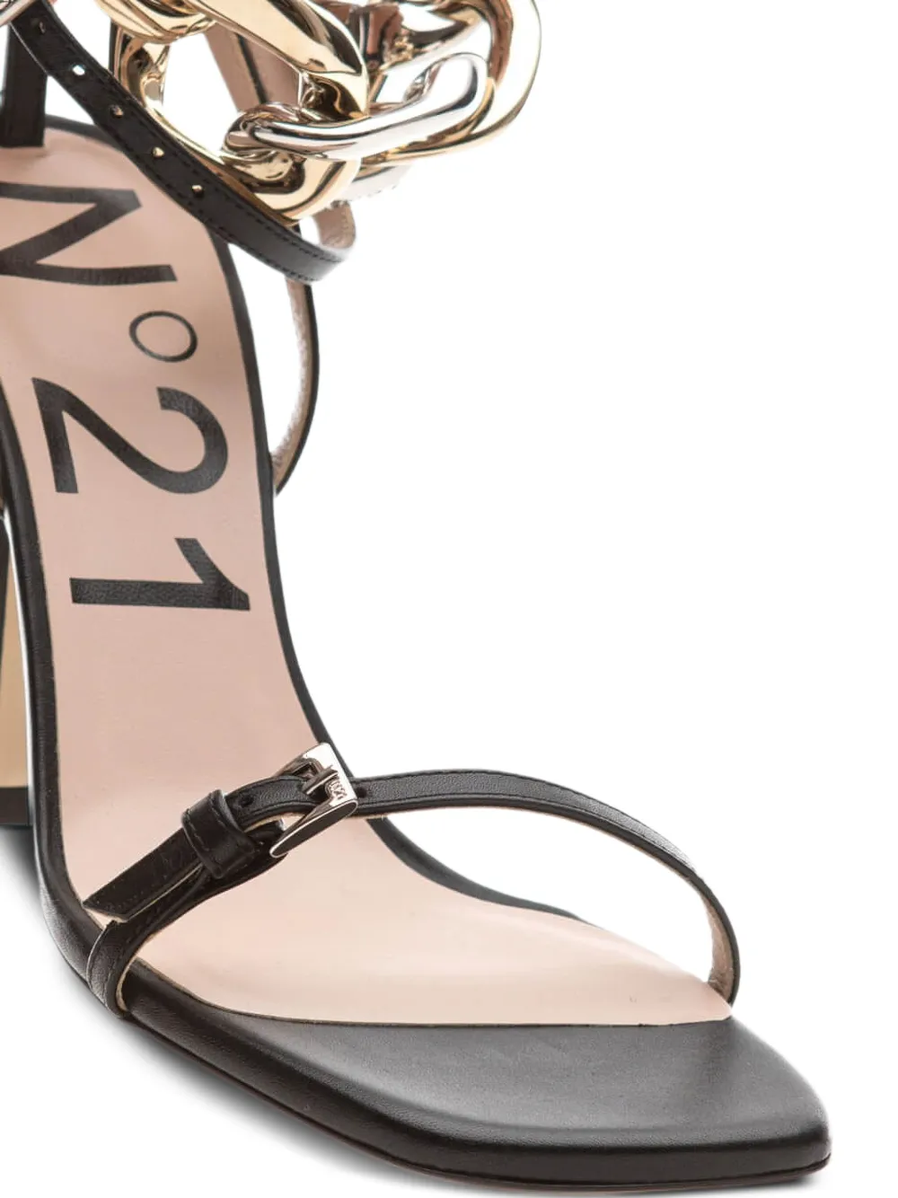 Nº21 Sandalen met ketting hak Zwart