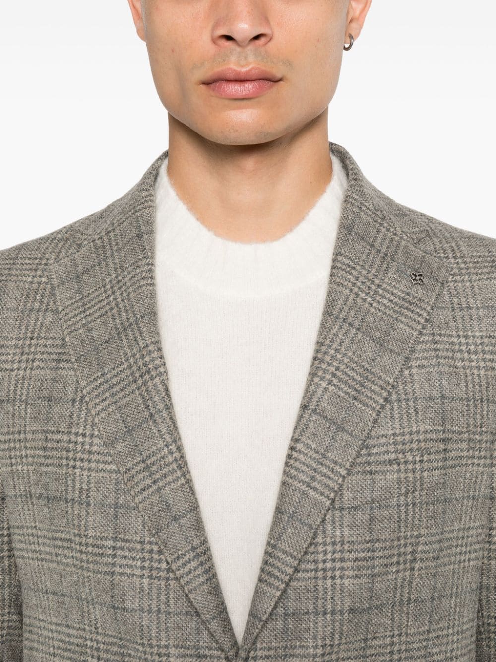 Shop Tagliatore Plaid Blazer In Grey