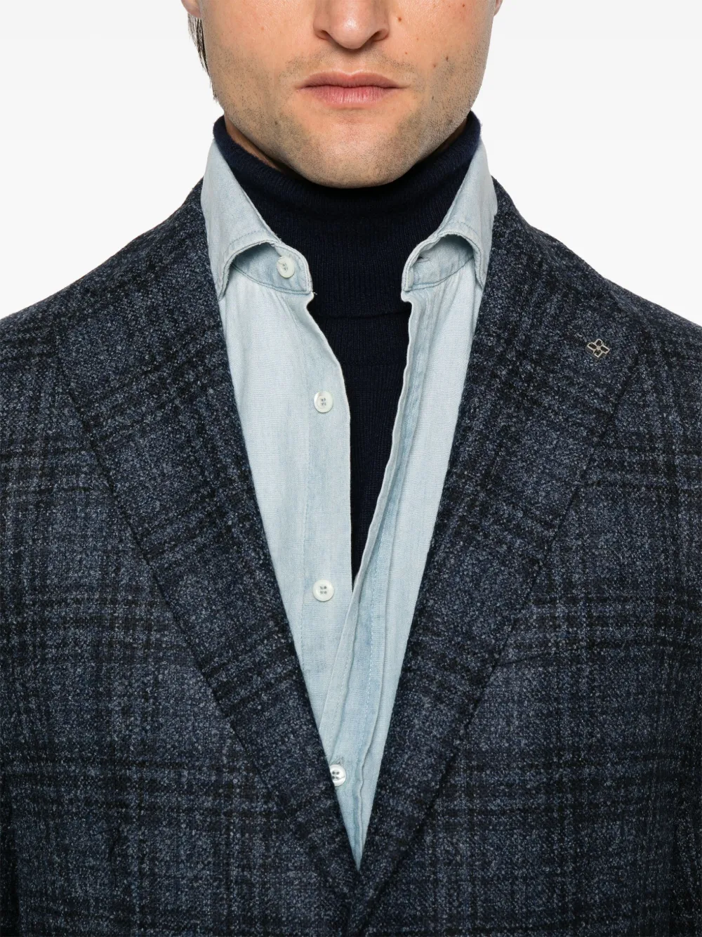 Shop Tagliatore Check-pattern Blazer In Blau