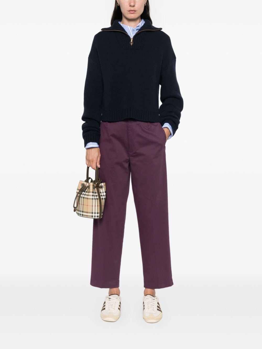 Shop Forte Forte Cropped Trousers In Purple