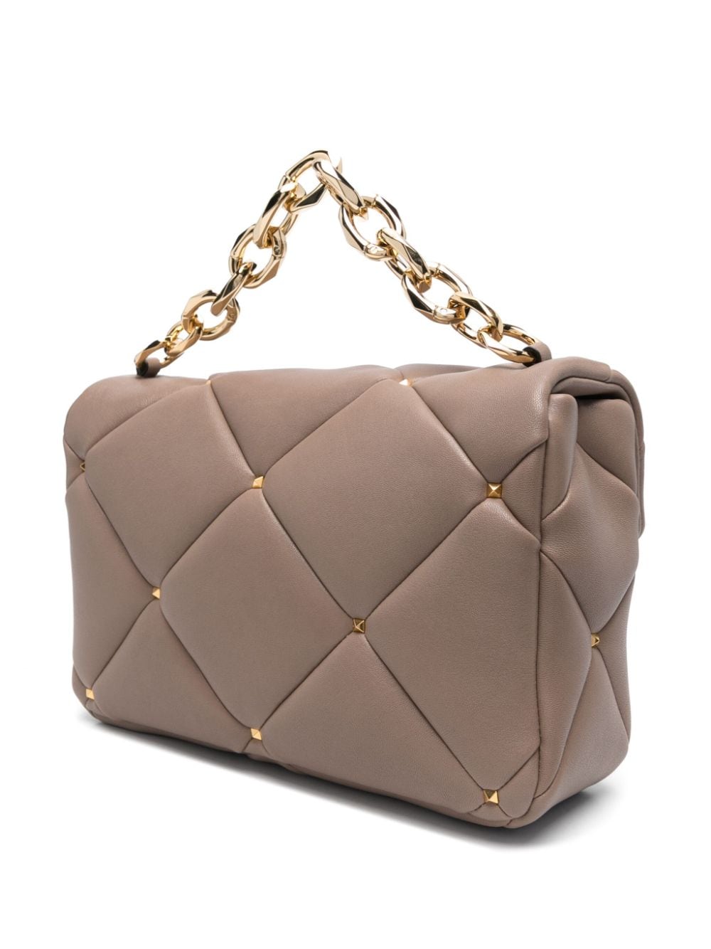 Shop Valentino Rockstud Spike Shoulder Bag In Brown