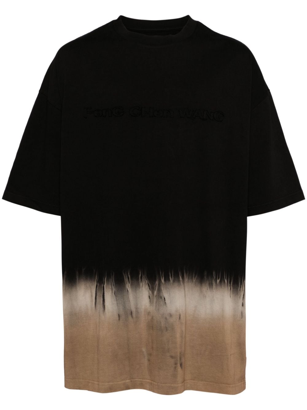 Feng Chen Wang T-shirt met tie-dye print Zwart