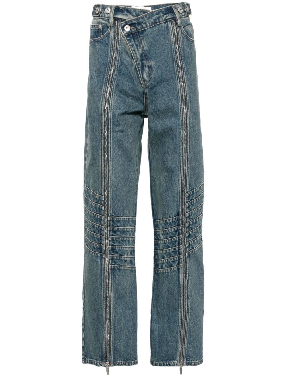 Feng Chen Wang Jeans dritti con vita media - Blu