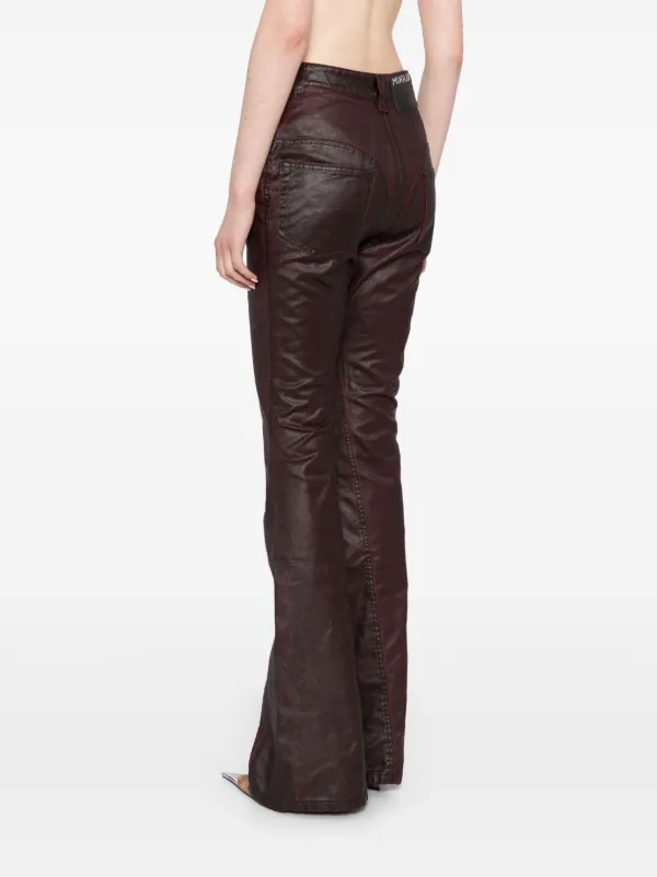 Mugler Waxed Flared Jeans | Red | FARFETCH