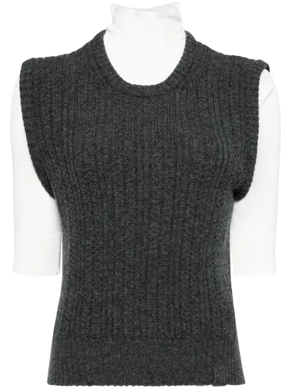 Victoria Beckham Mock-neck Knitted Top in Grey