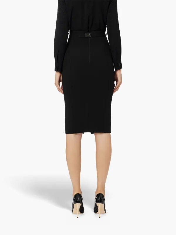ELISABETTA FRANCHI★BLACK MIDI SKIRT Elisabetta Franchi stretch crêpe skirt with logoed zip