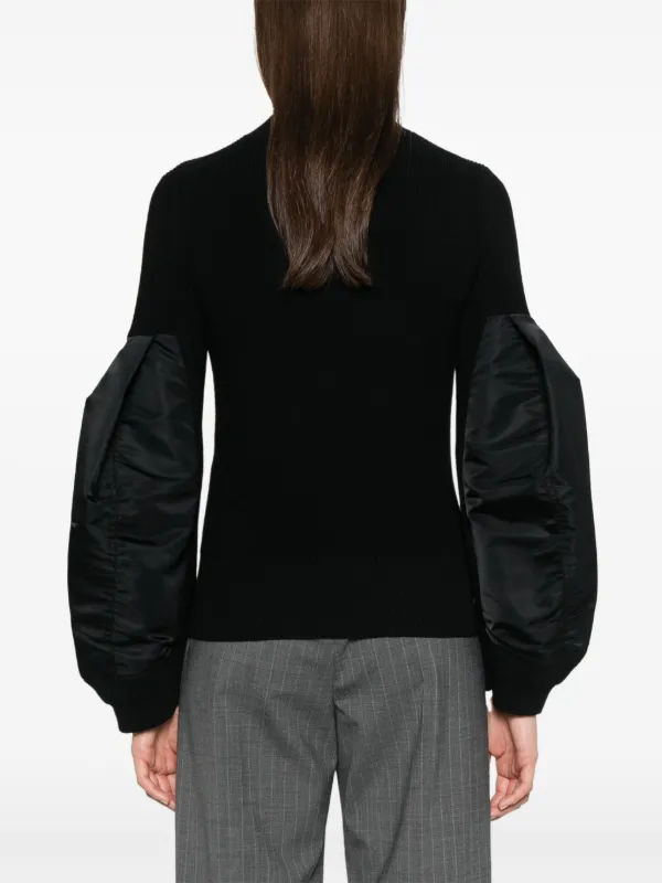 sacai コントラストパネルセーター Sacai パネル セーター | ブラック | FARFETCH JP