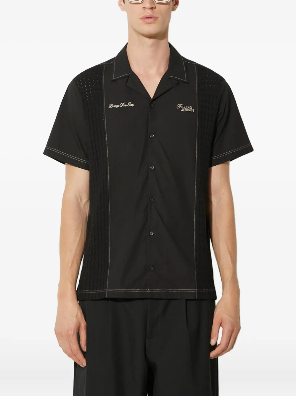 Filling Pieces camisa texturizada con bordado | negro | Image 1