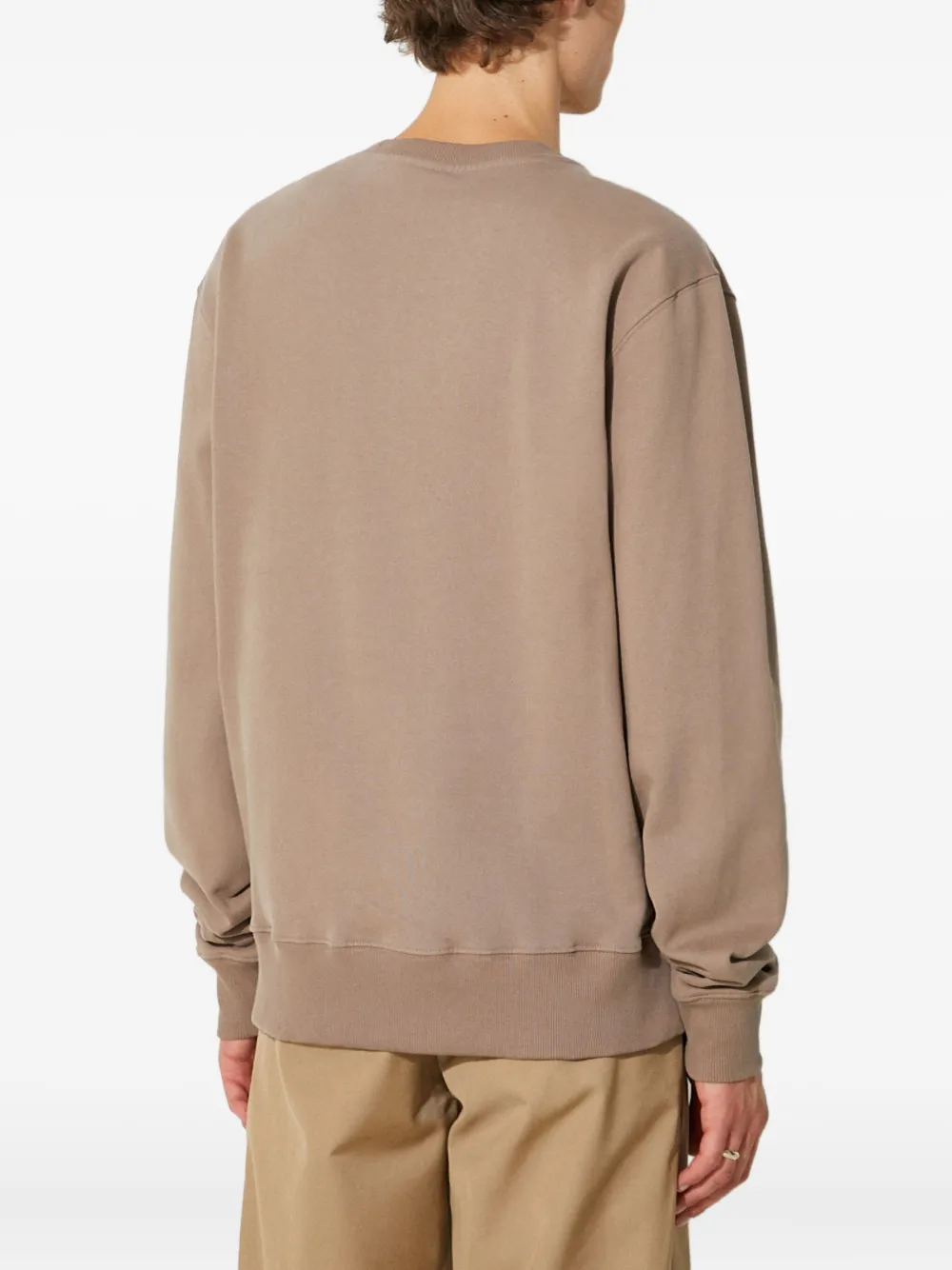 Filling Pieces Katoenen sweater met geborduurde patch Beige