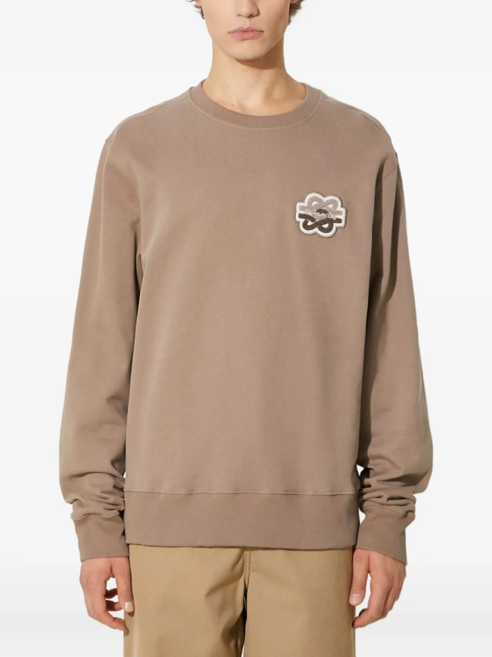 Filling Pieces Katoenen sweater met geborduurde patch Beige