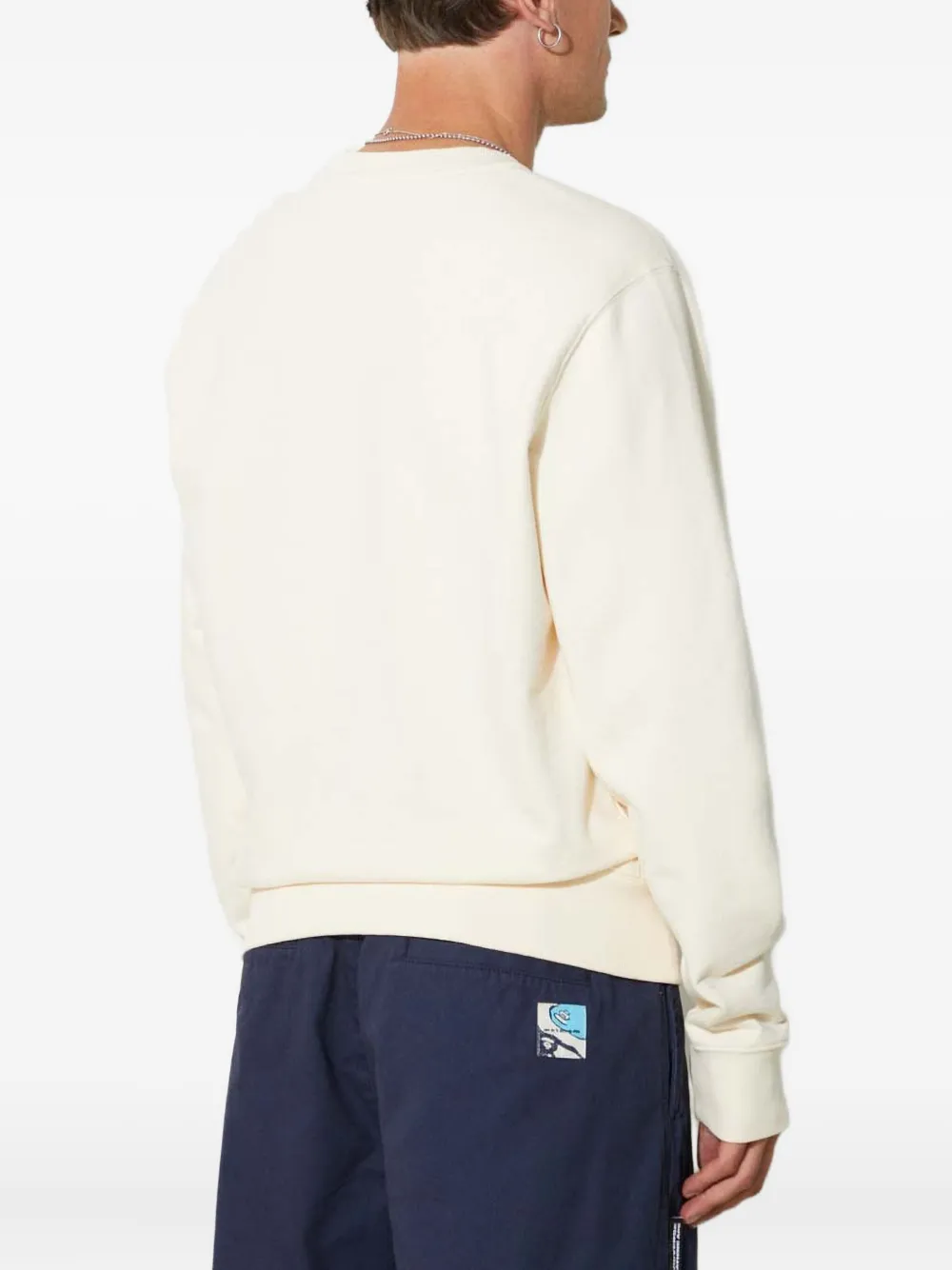 Filling Pieces Sweater met geborduurde patch en ronde hals Wit