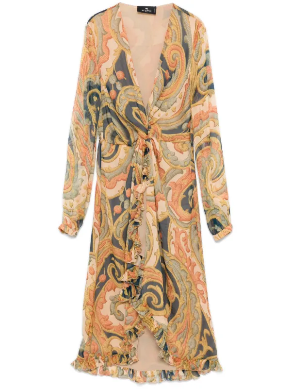 ETRO paisley print Midi Dress Neutrals FARFETCH AE