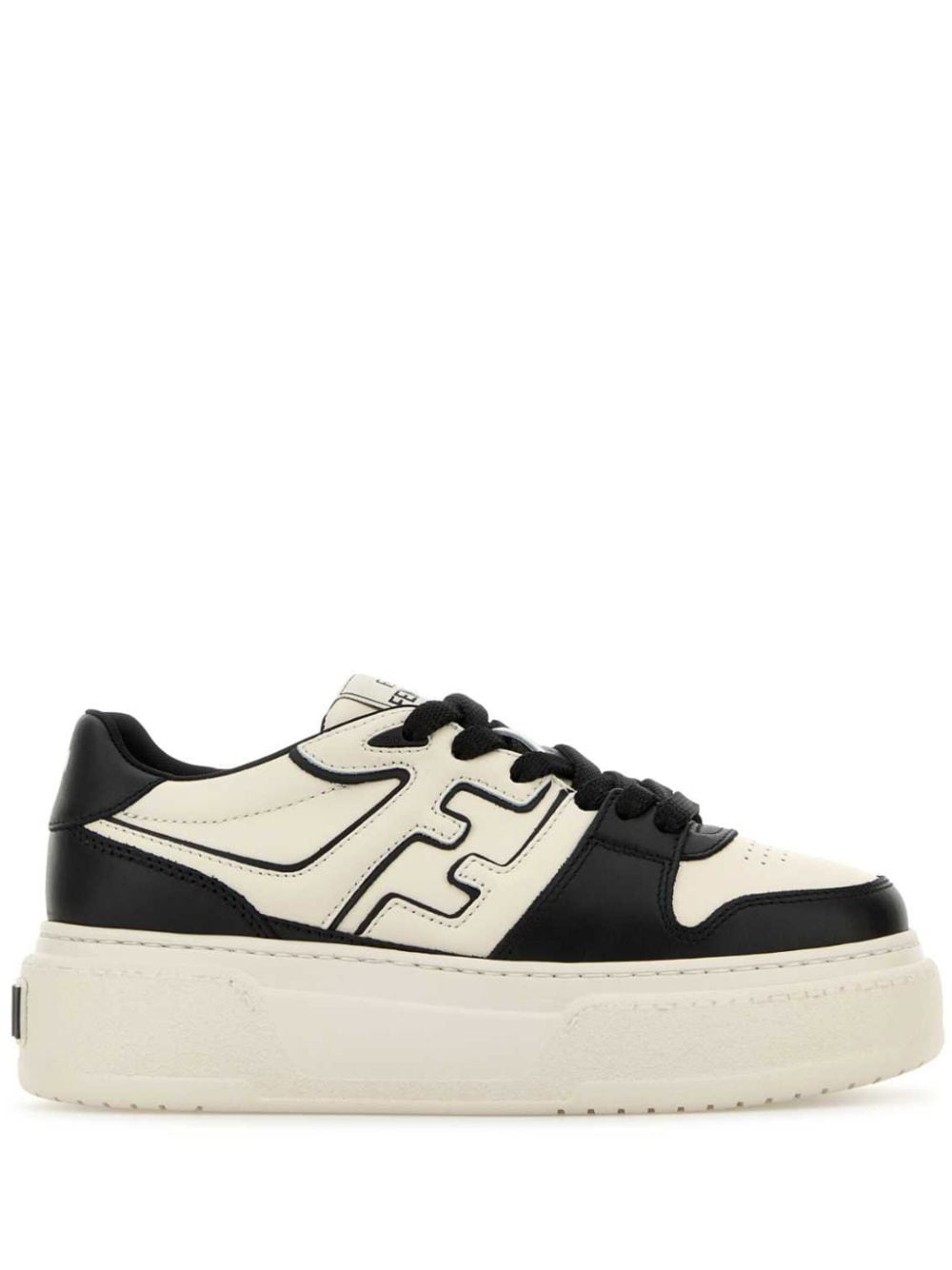 FENDI Match leather sneakers Zwart