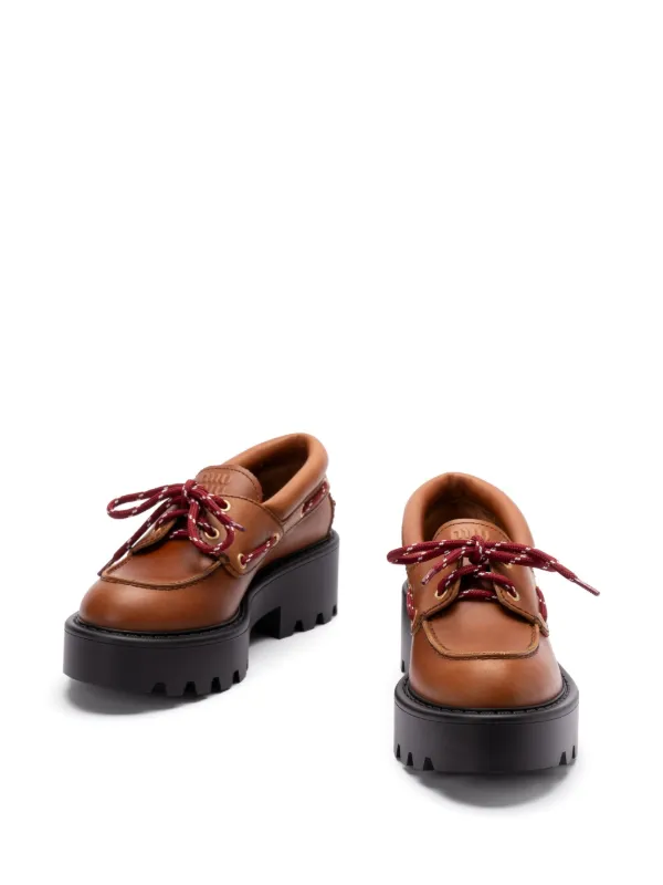 VIP【関税送料無料】希少 Miu Miu Leather Loafers Miu Miu Leather Loafers | Brown | FARFETCH