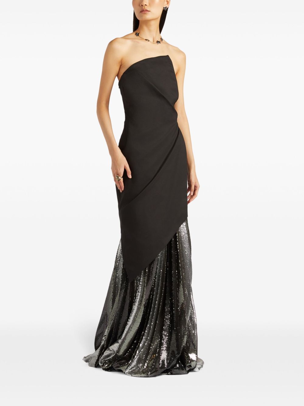 Shop Genny Layered-design Maxi Dress In Black