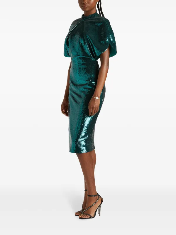 green embellished midi dress Emerald Green Embellished Fit & Flare Midi Dress