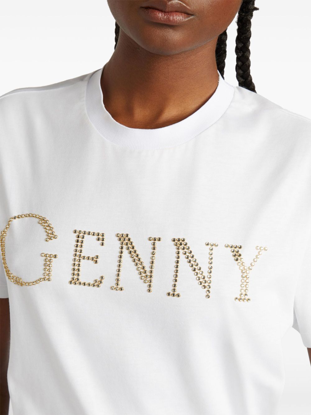 Shop Genny Logo-embellished T-shirt In White