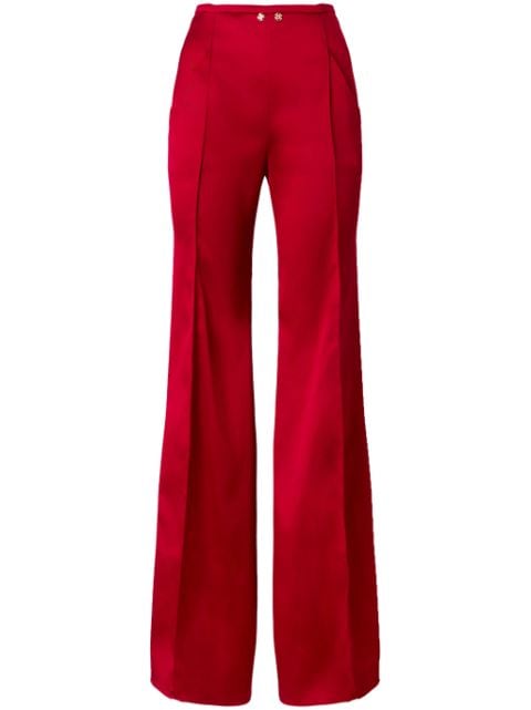 Genny satin-finish flared trousers 