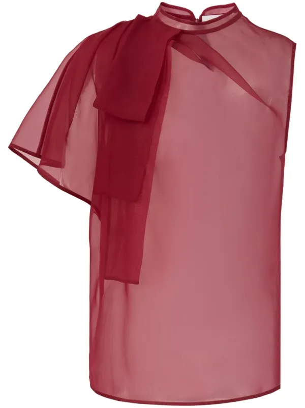 Red sheer blouse new arrivals
