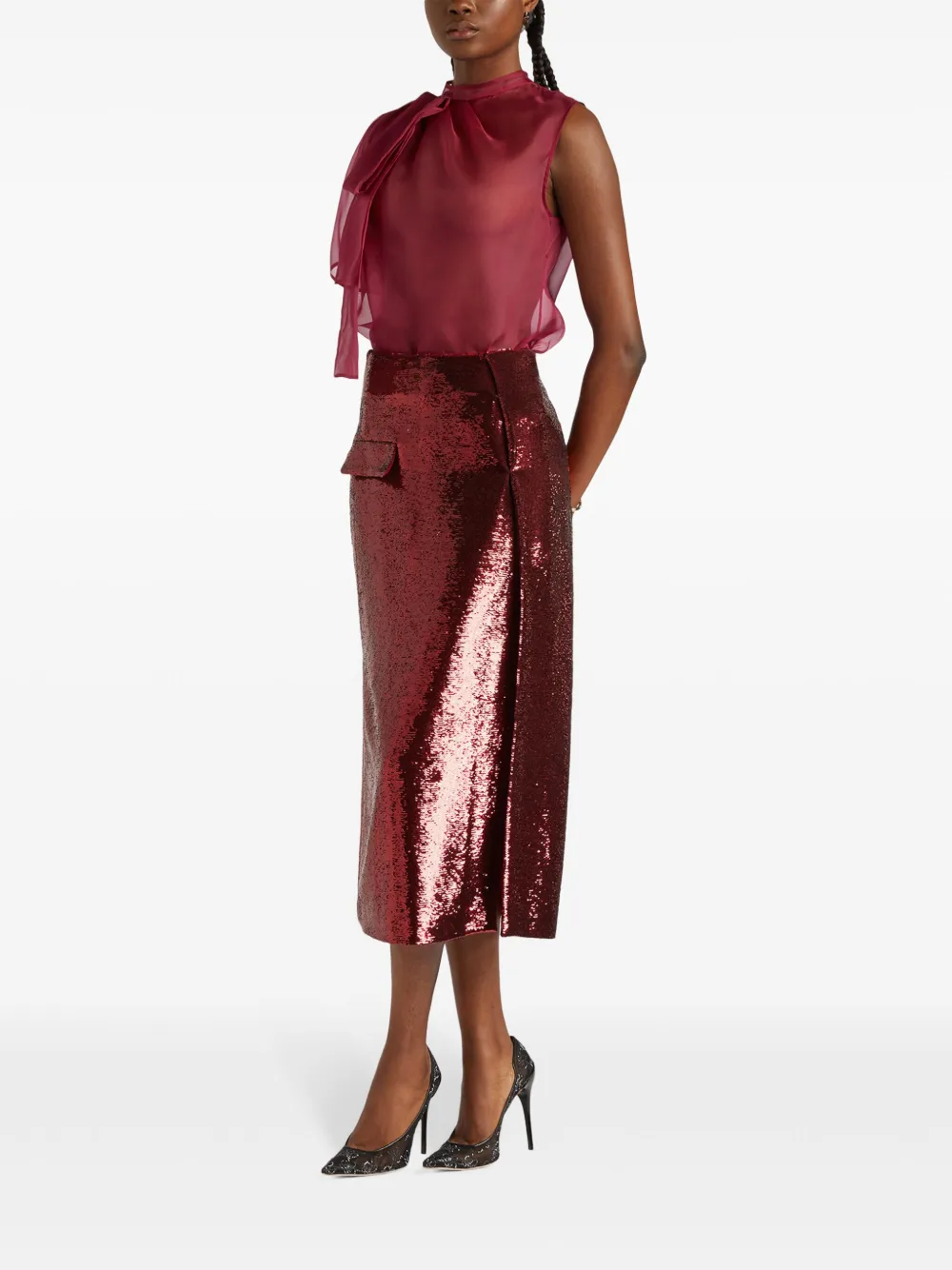 Genny sheer blouse - Rood