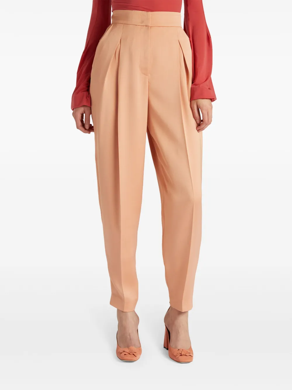 Genny Pleat-detailing Tapered Trousers In Orange