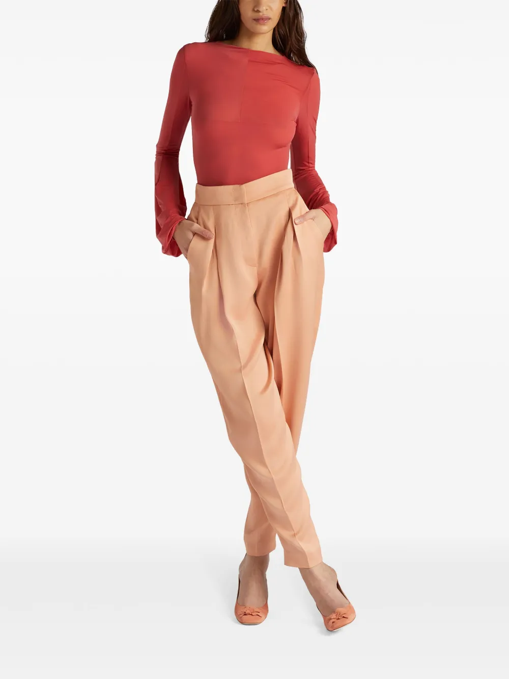 Genny pleat-detailing tapered trousers - Oranje